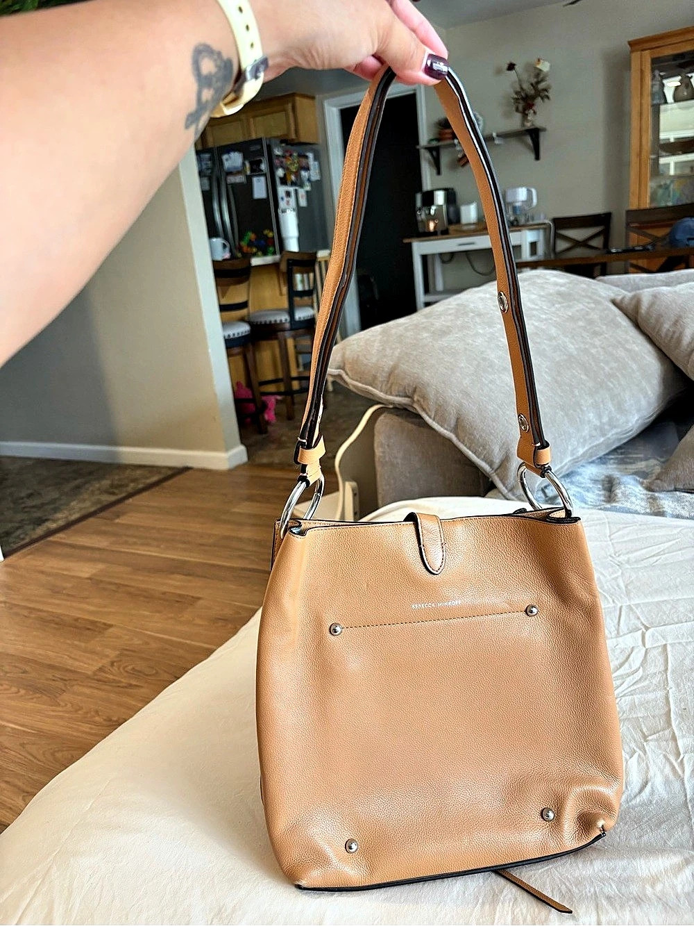 Rebecca Minkoff Megan Small Bucket Bag Brown Leather Shoulder Bag